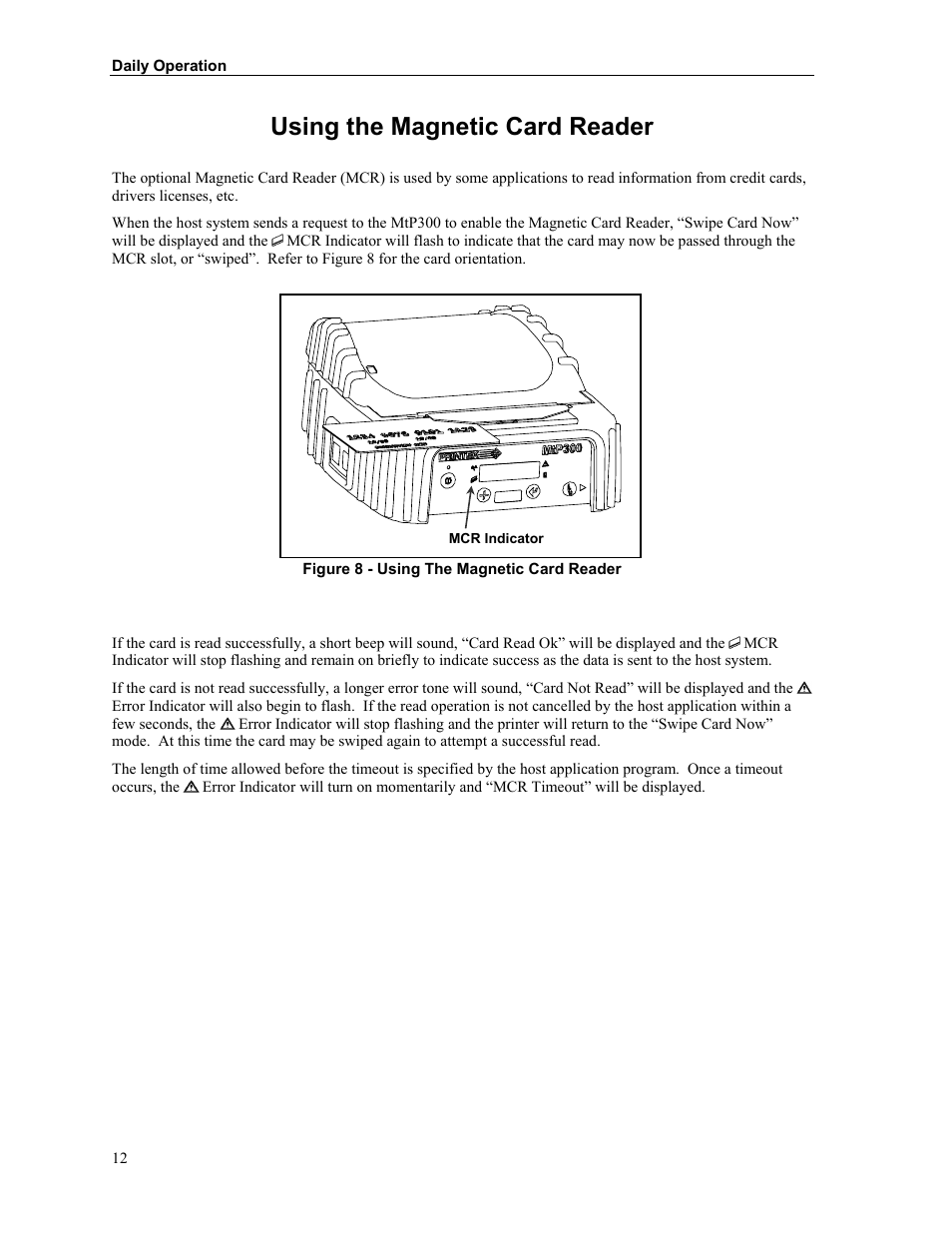Using the magnetic card reader | Printek Mobile Thermal MtP300 Series User Manual | Page 18 / 65