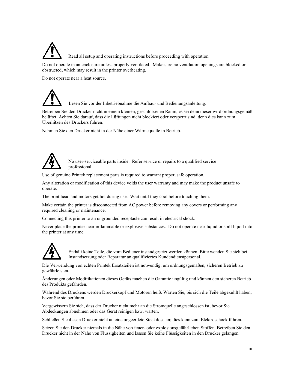 Printek Mobile Thermal MtP300 Series User Manual | Page 3 / 65