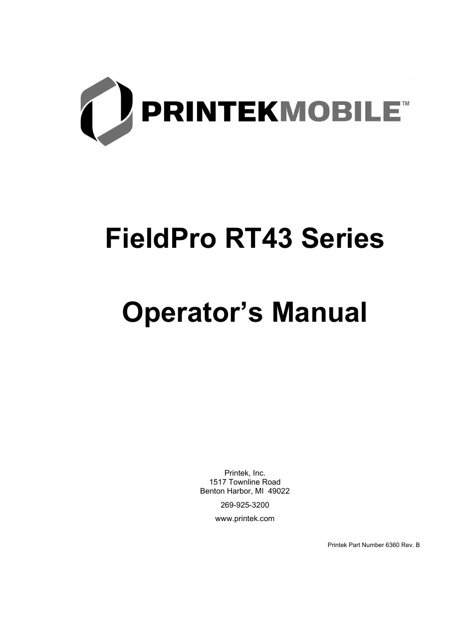 Printek FieldPro RT43 User Manual | 55 pages