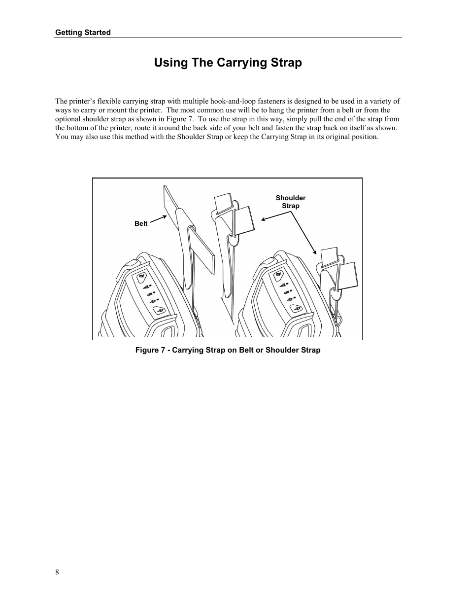 Using the carrying strap | Printek FieldPro RT43 User Manual | Page 14 / 55