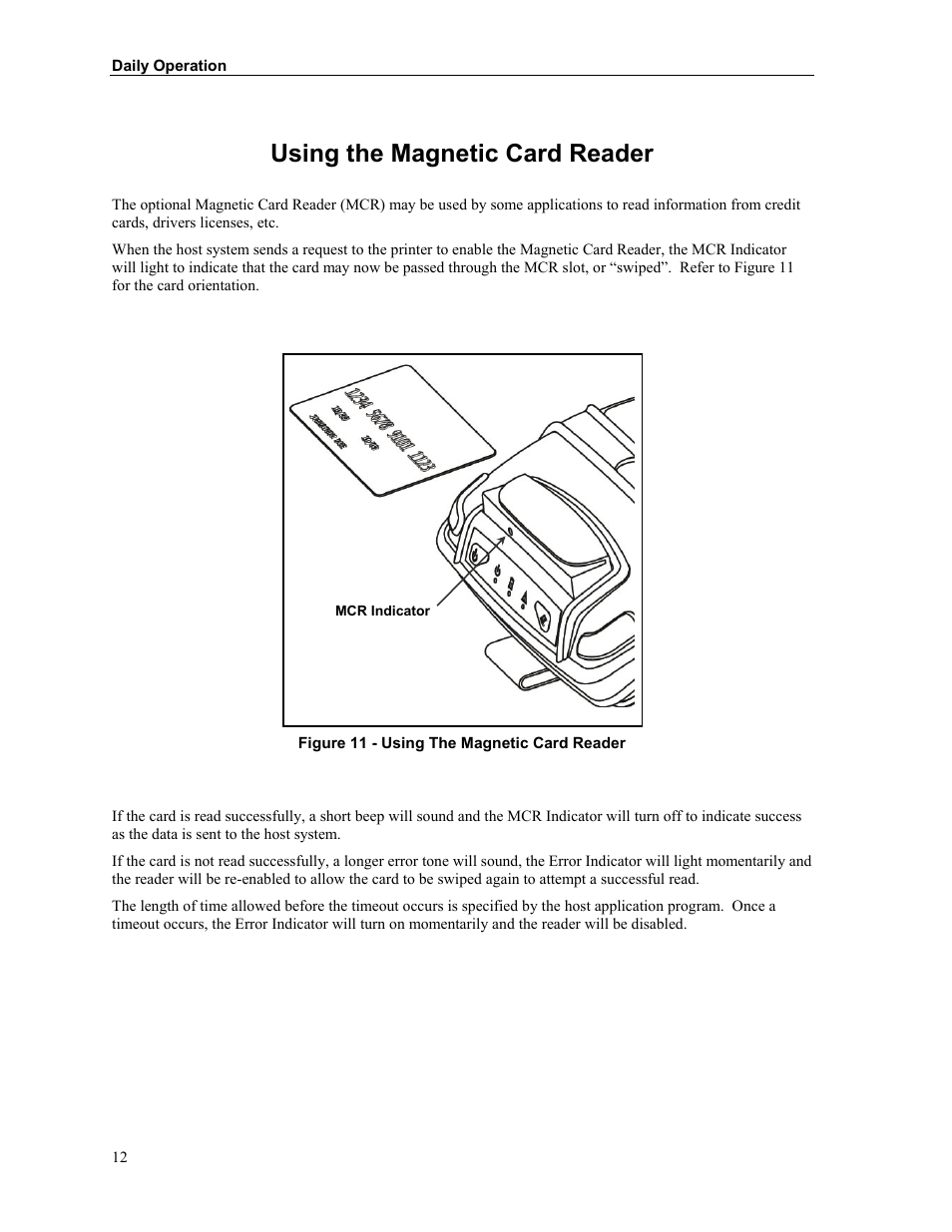 Using the magnetic card reader | Printek FieldPro RT43 User Manual | Page 18 / 55