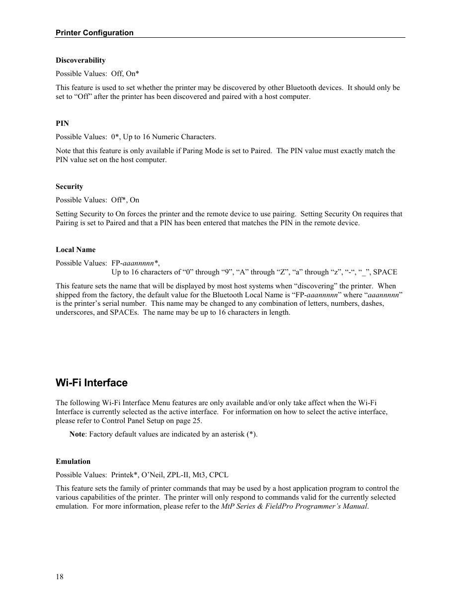 Wi-fi interface | Printek FieldPro RT43 User Manual | Page 24 / 55