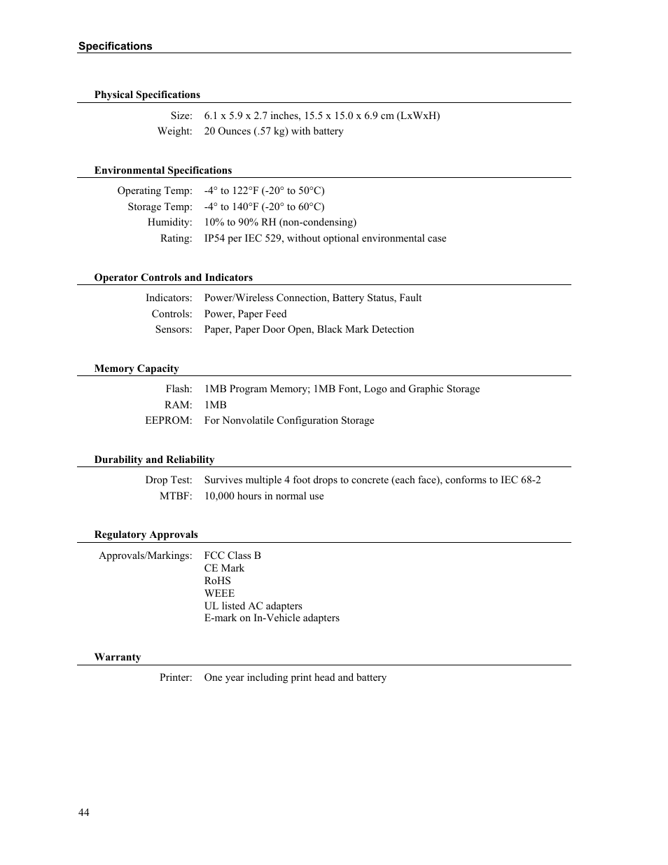 Printek FieldPro RT43 User Manual | Page 50 / 55