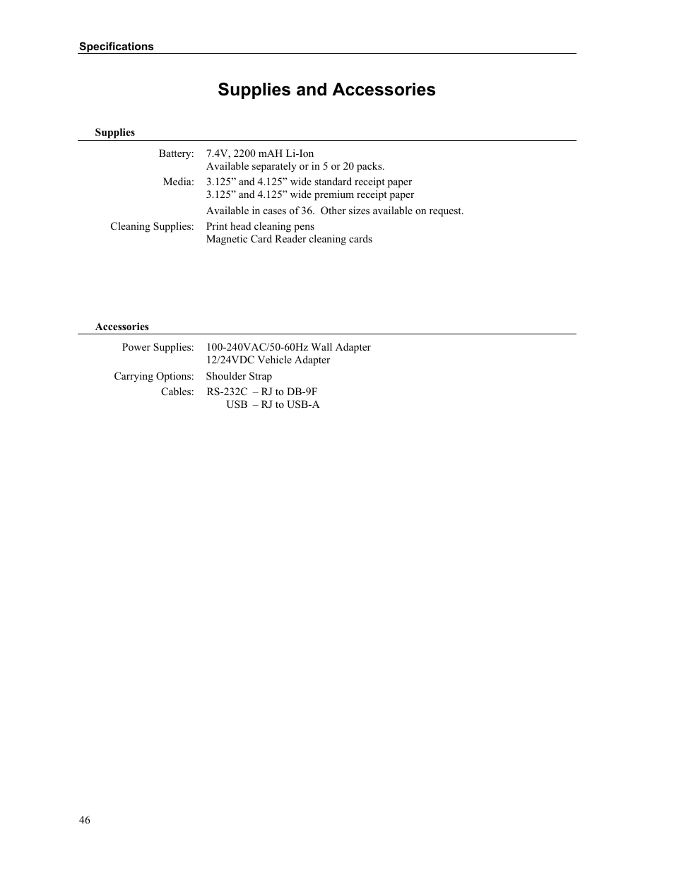 Supplies and accessories | Printek FieldPro RT43 User Manual | Page 52 / 55