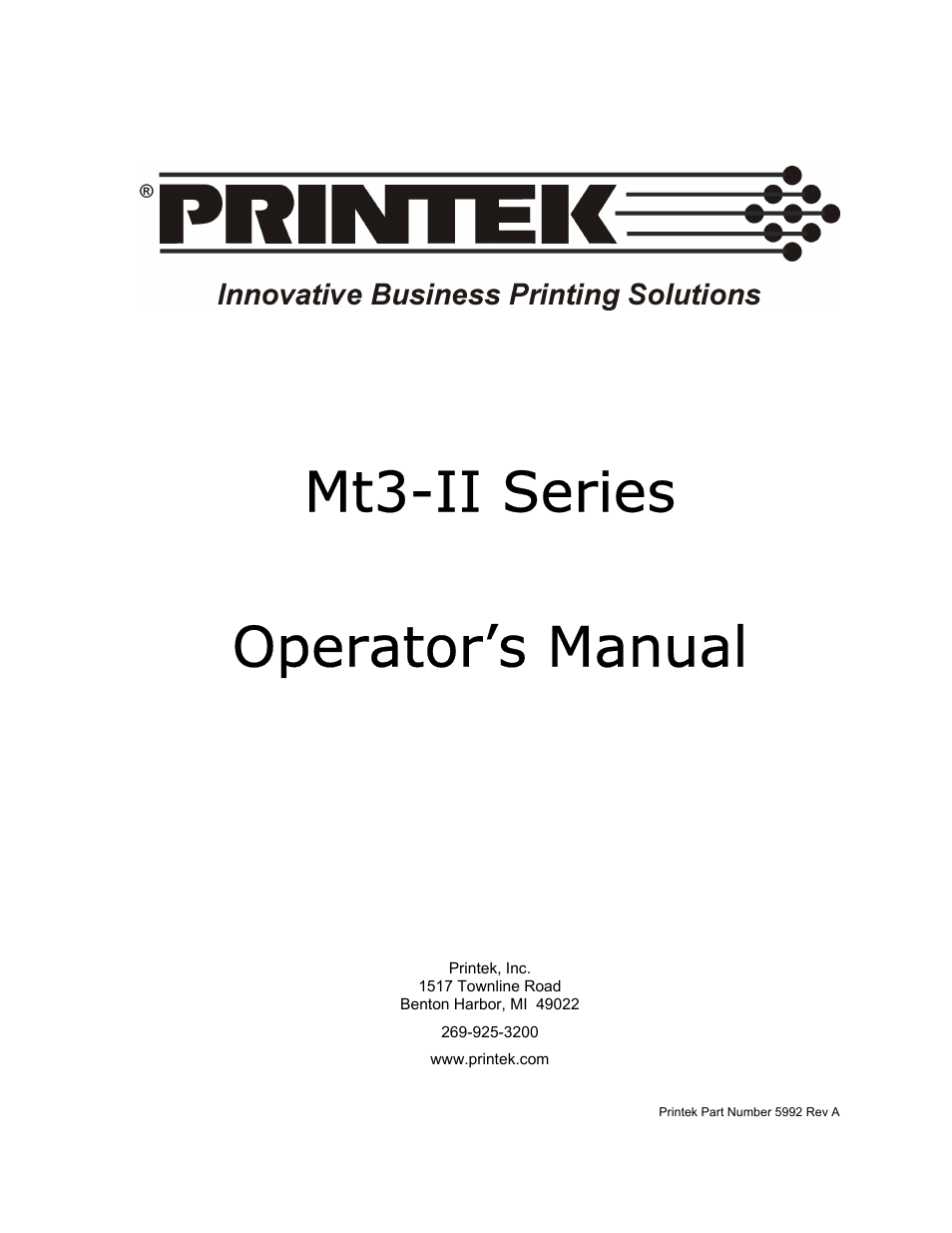 Printek Mt3-II User Manual | 34 pages