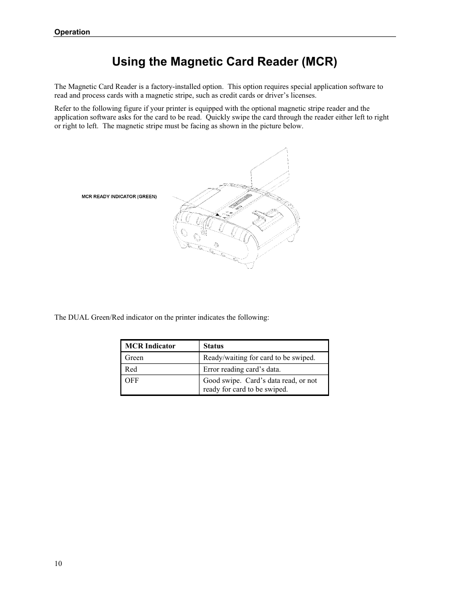 Using the magnetic card reader (mcr) | Printek Mt3-II User Manual | Page 16 / 34