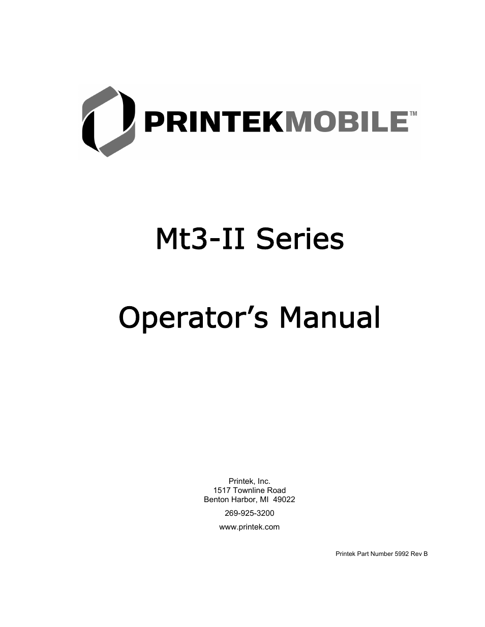 Printek Mt3-II Series User Manual | 34 pages