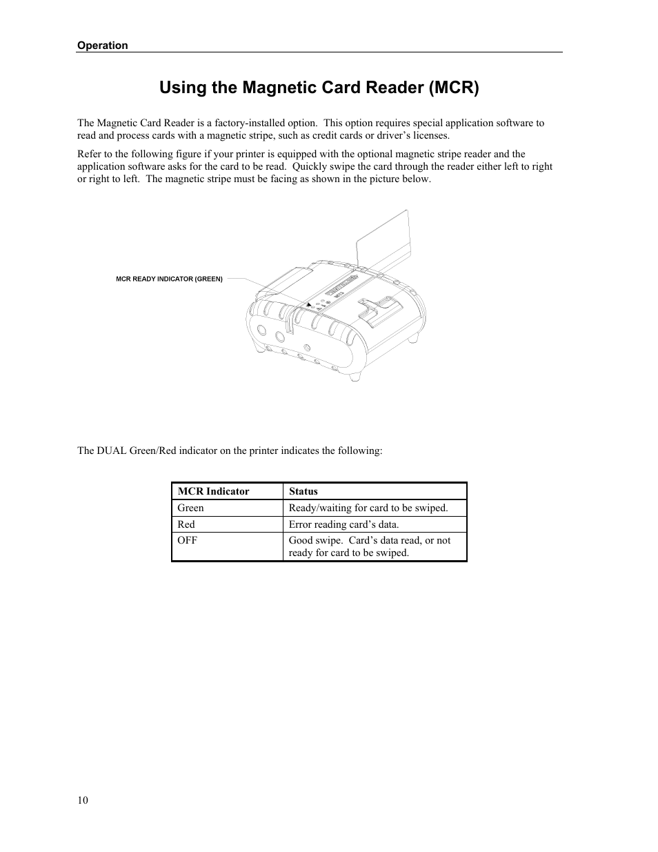 Using the magnetic card reader (mcr) | Printek Mt3-II Series User Manual | Page 16 / 34
