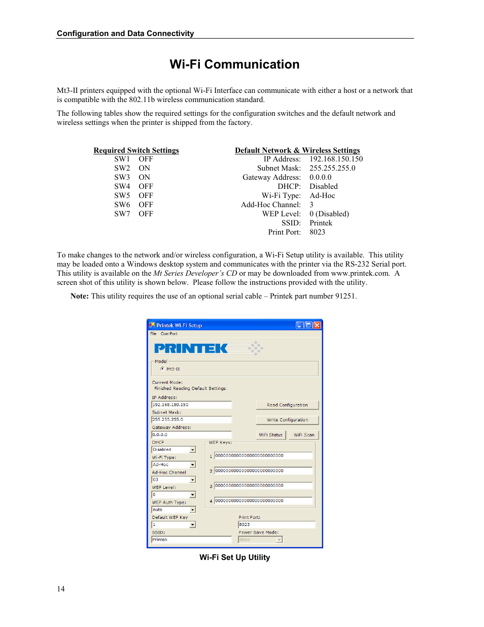 Wi-fi communication | Printek Mt3-II Series User Manual | Page 20 / 34