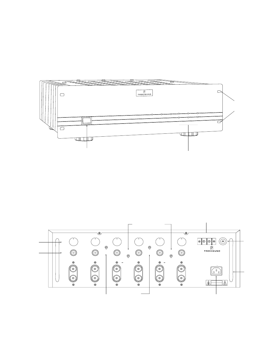 Hca-806a front and rear panel controls | Parasound HCA 806A User Manual | Page 4 / 12