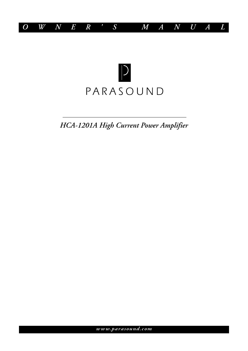 Parasound HCA-1201A User Manual | 10 pages
