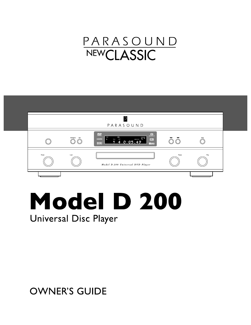 Parasound Model D 200 User Manual | 36 pages