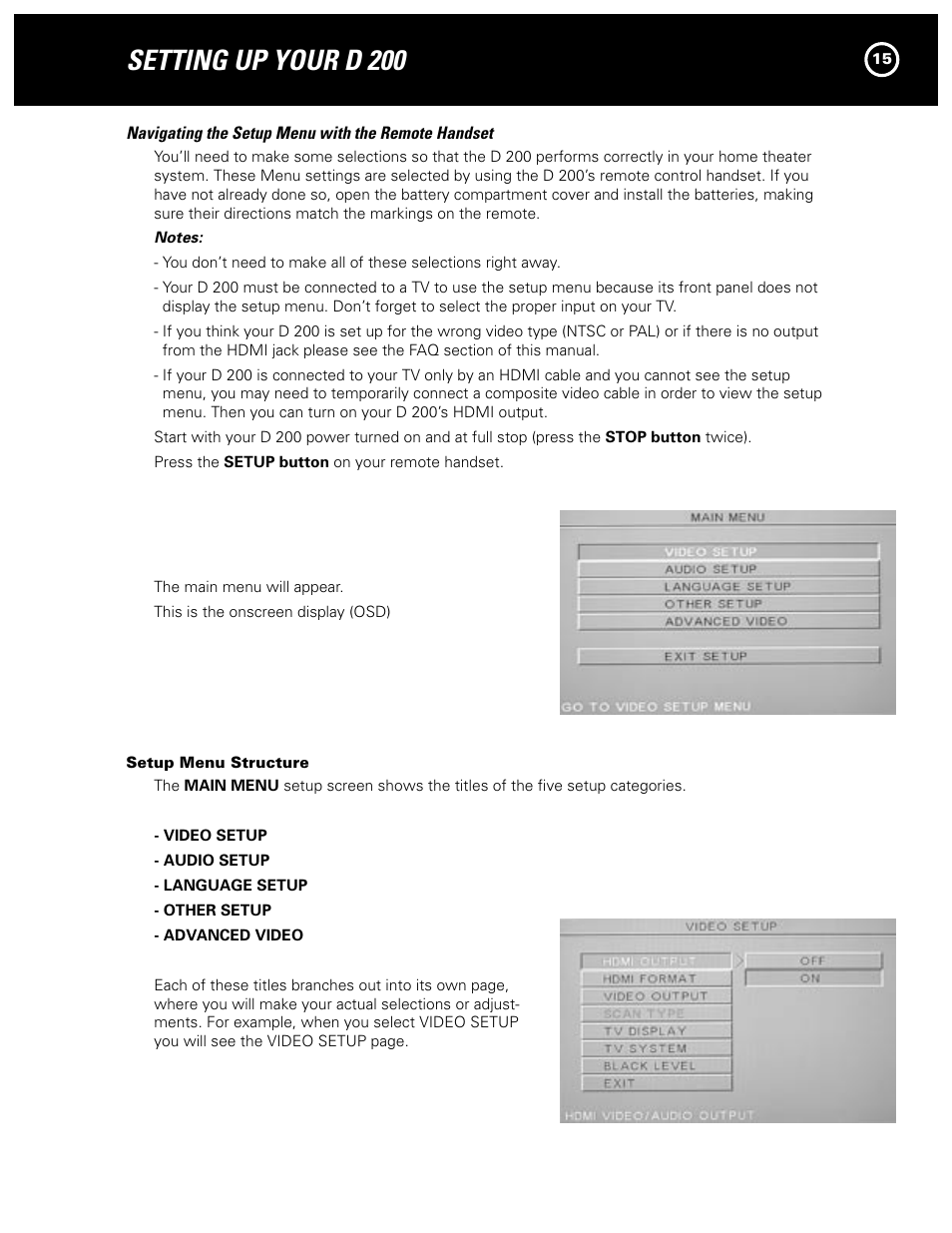 Setting up your d 200 | Parasound Model D 200 User Manual | Page 15 / 36