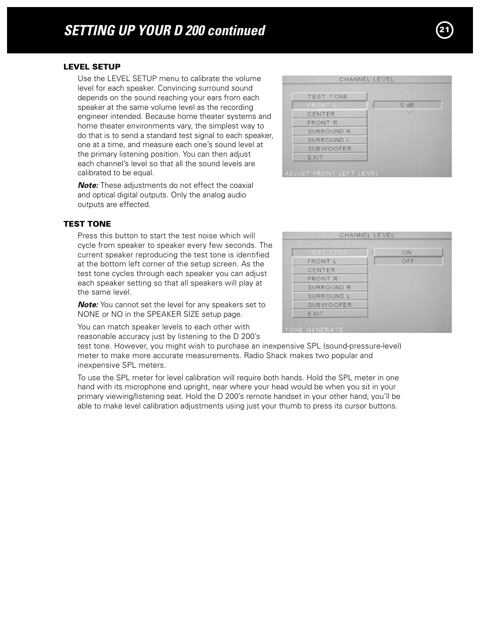 Setting up your d 200 continued | Parasound Model D 200 User Manual | Page 21 / 36
