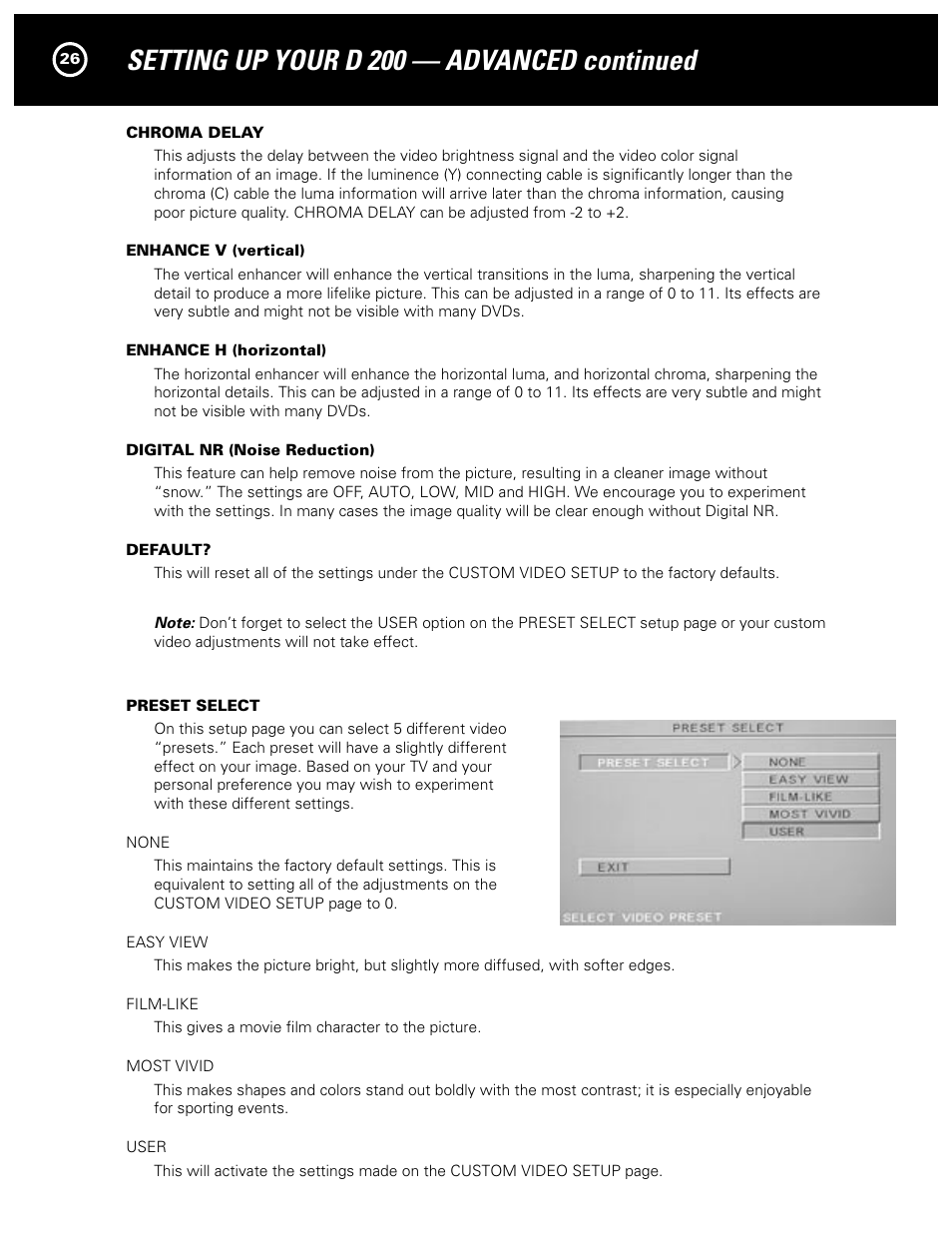 Setting up your d 200 — advanced continued | Parasound Model D 200 User Manual | Page 26 / 36