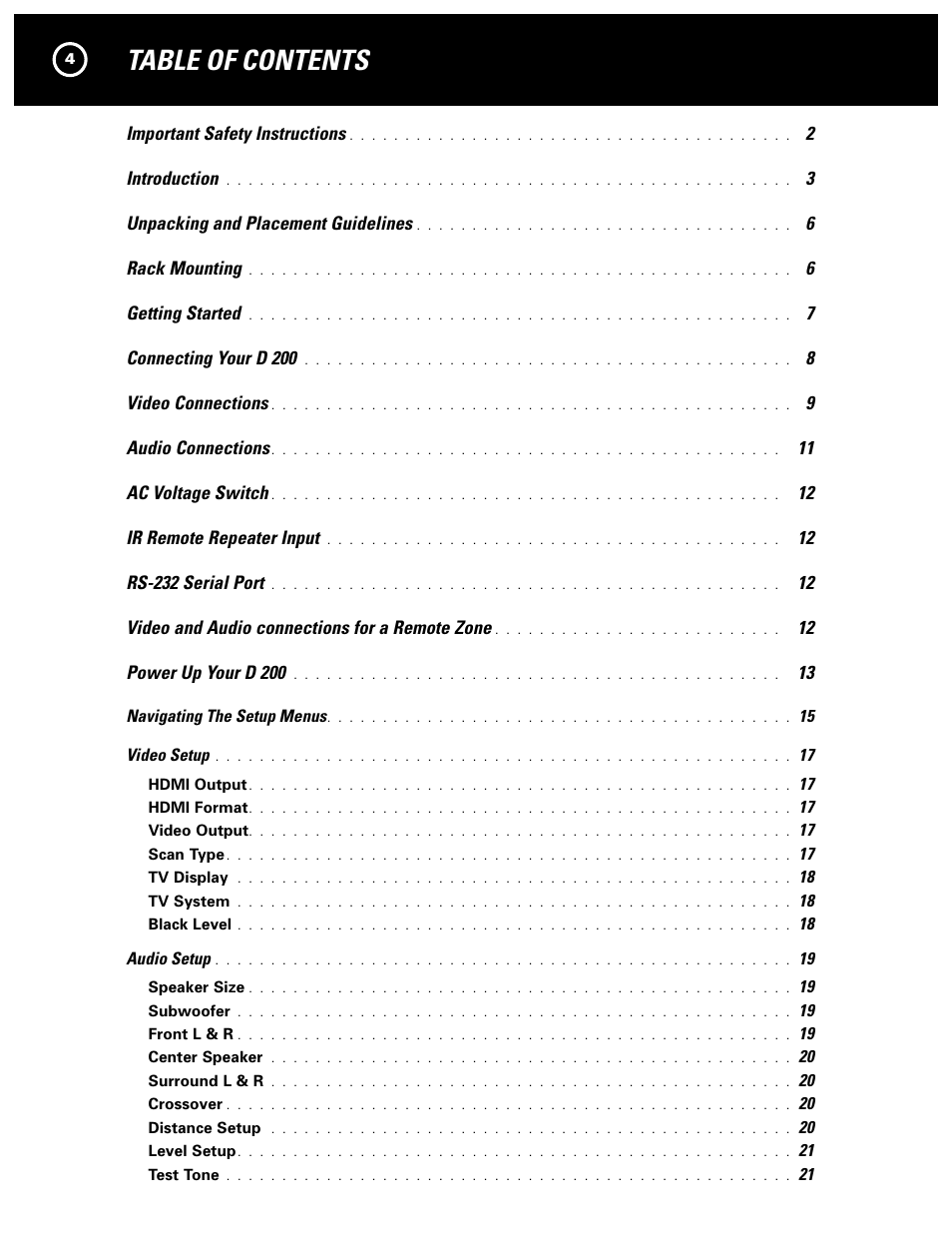 Parasound Model D 200 User Manual | Page 4 / 36
