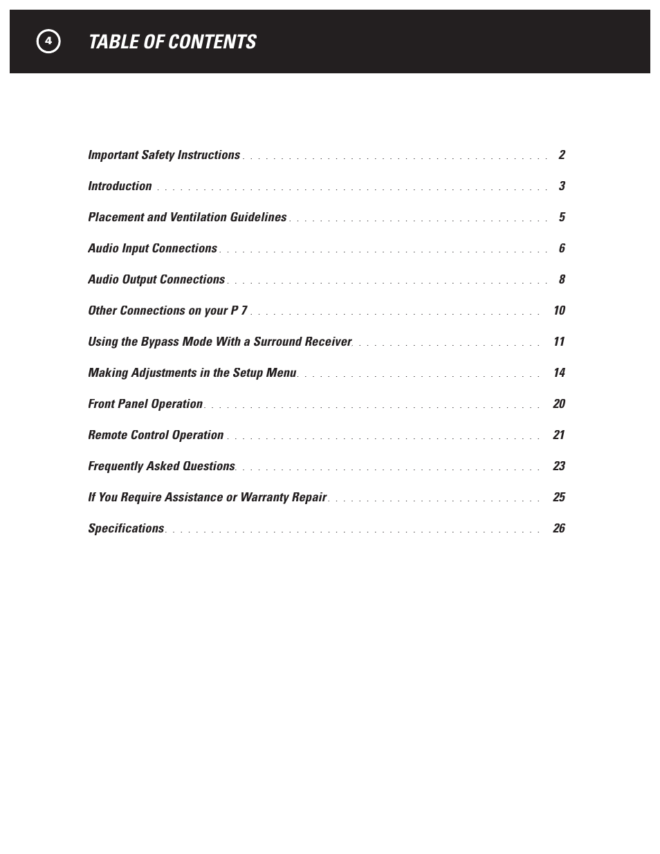 Parasound HALO P 7 User Manual | Page 4 / 28