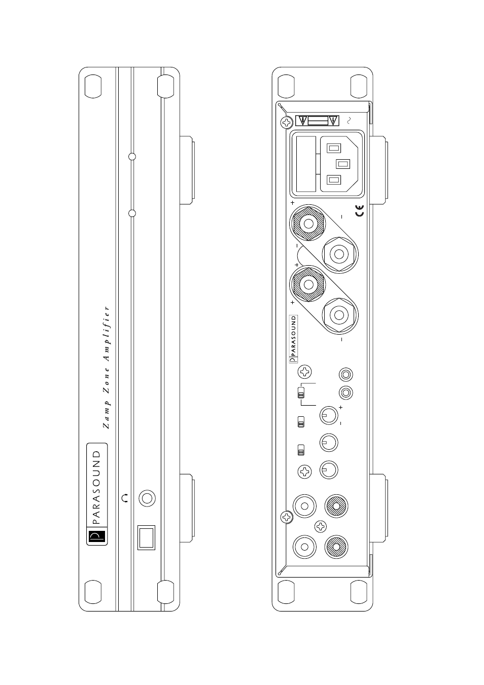 Zamp v .2 fr ont and rear p anel | Parasound Zamp v.2 User Manual | Page 4 / 13