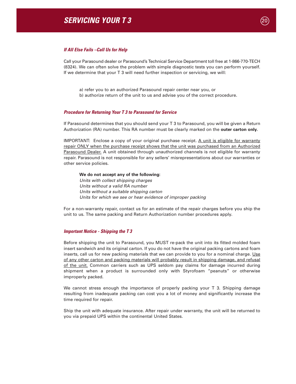 Servicing your t 3 | Parasound Halo T 3 User Manual | Page 23 / 27