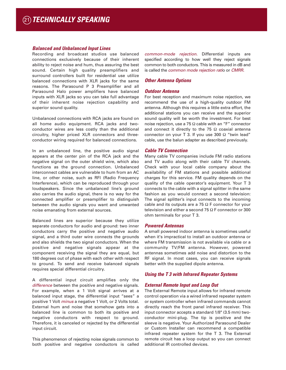 Technically speaking | Parasound Halo T 3 User Manual | Page 24 / 27