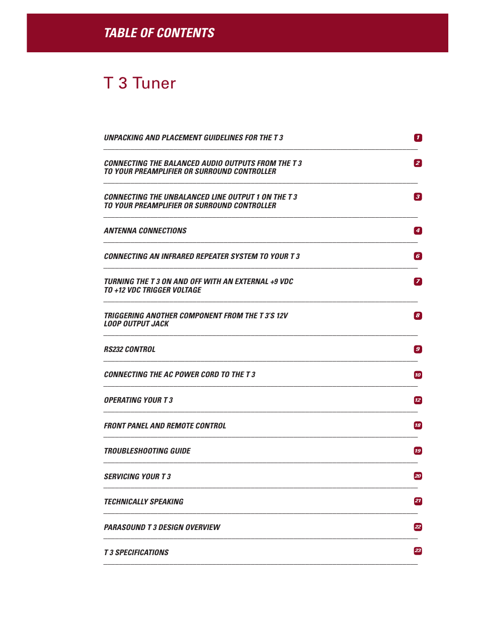 Parasound Halo T 3 User Manual | Page 3 / 27