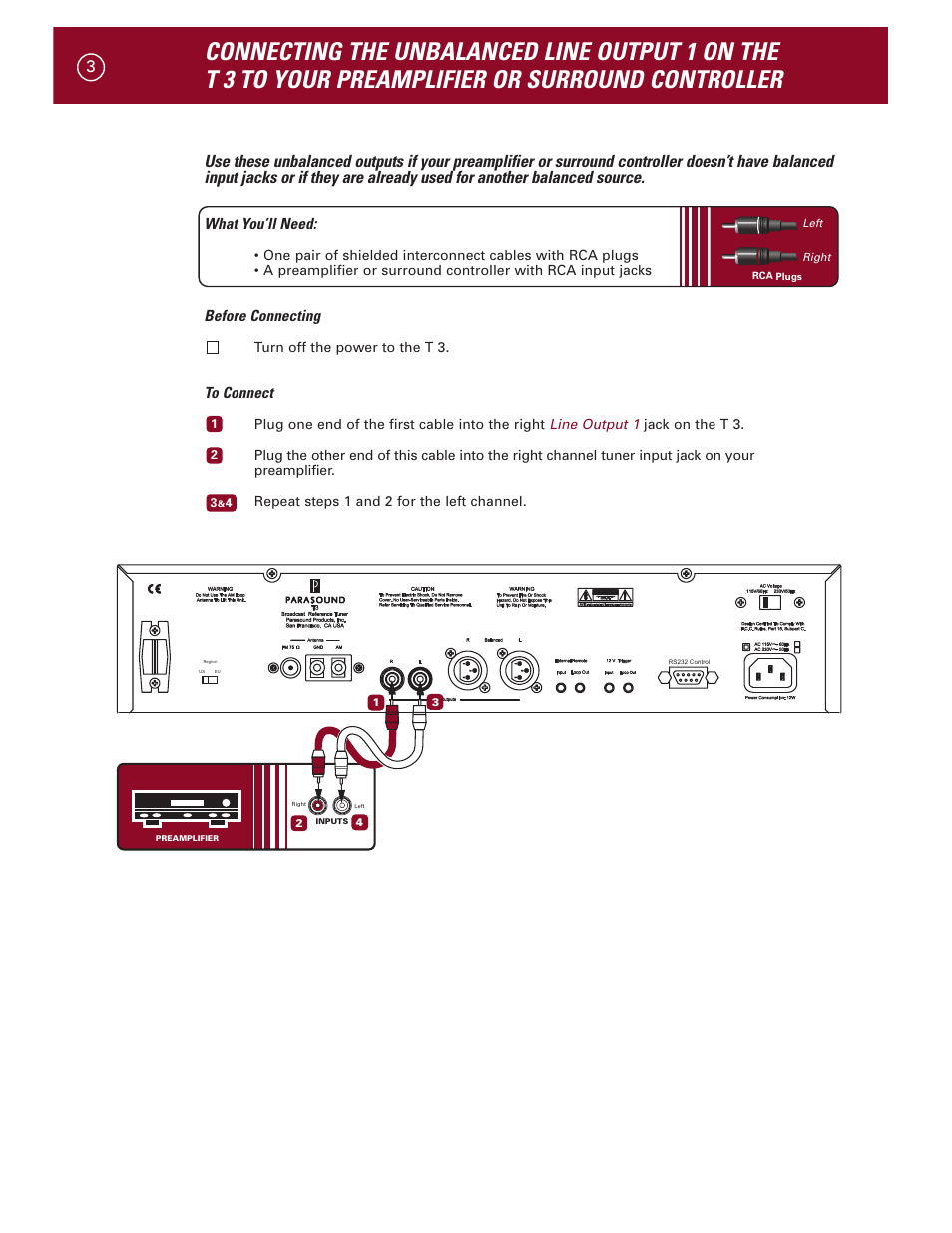 What you’ll need, Before connecting | Parasound Halo T 3 User Manual | Page 6 / 27