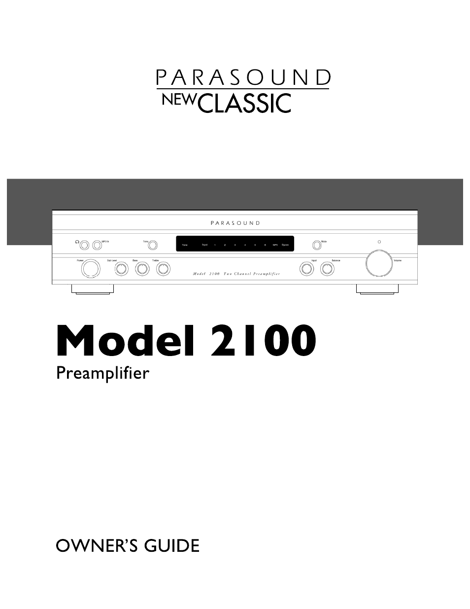 Parasound NEW CLASSIC 2100 User Manual | 20 pages