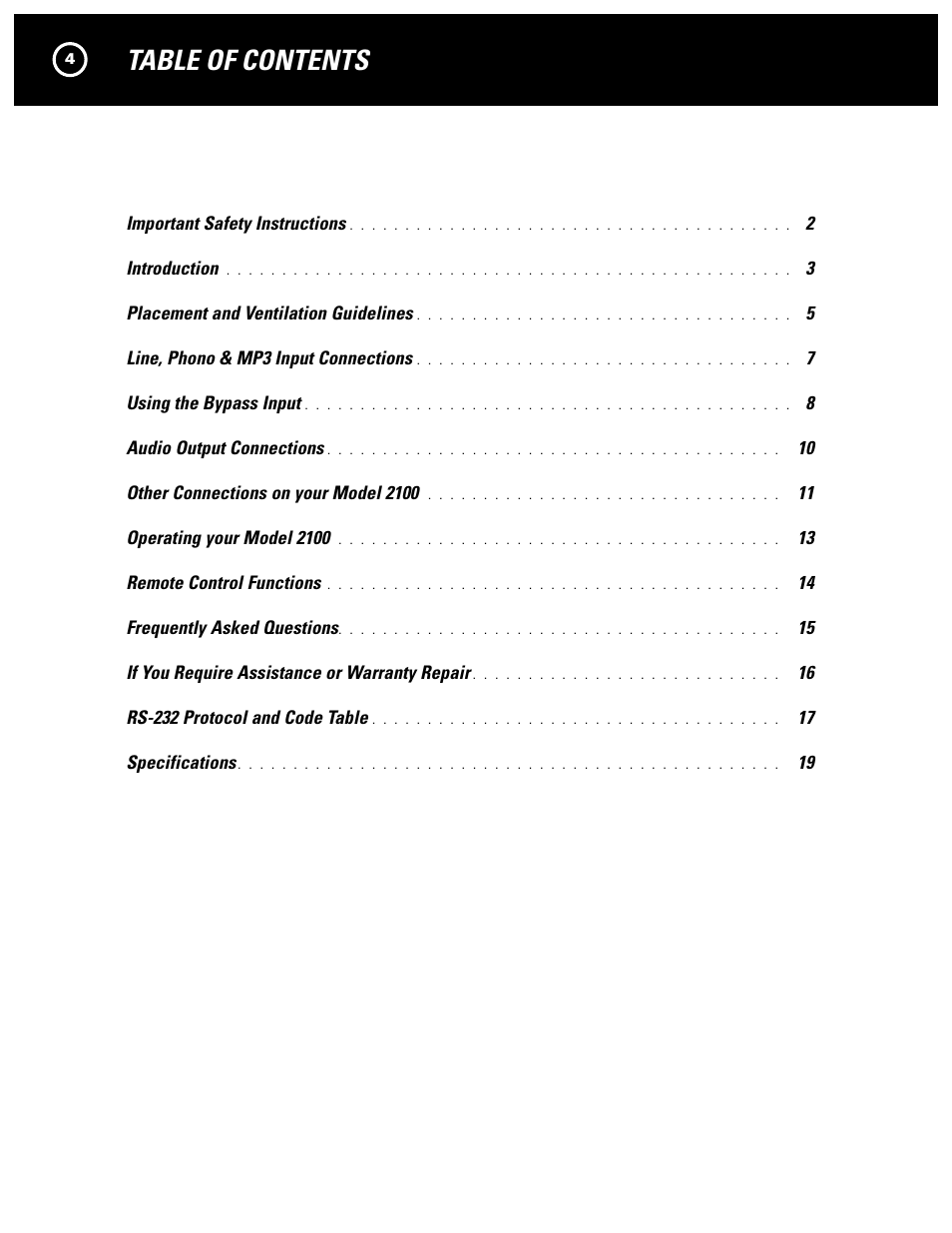 Parasound NEW CLASSIC 2100 User Manual | Page 4 / 20