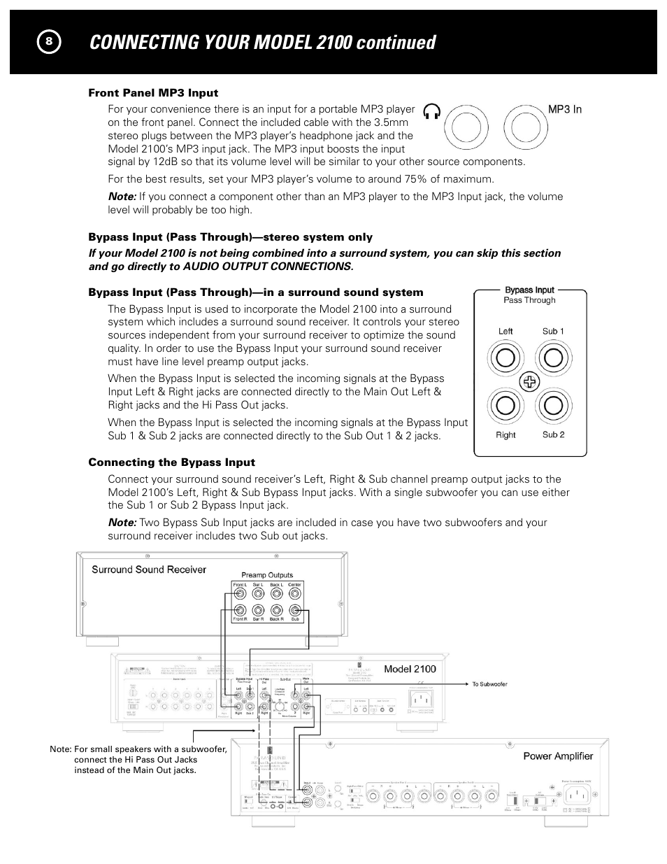 Connecting your model 2100 continued | Parasound NEW CLASSIC 2100 User Manual | Page 8 / 20