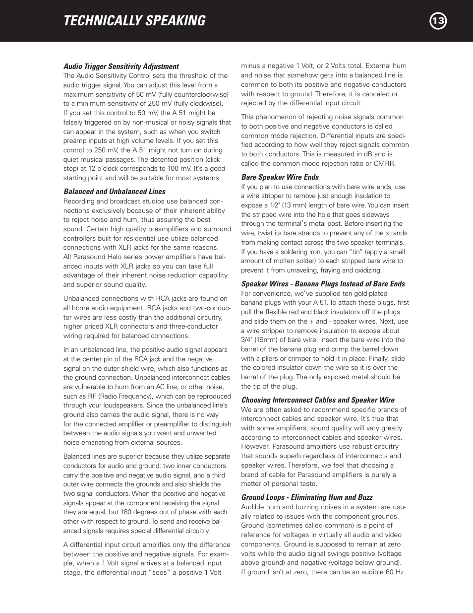 Technically speaking | Parasound A 51 User Manual | Page 15 / 20
