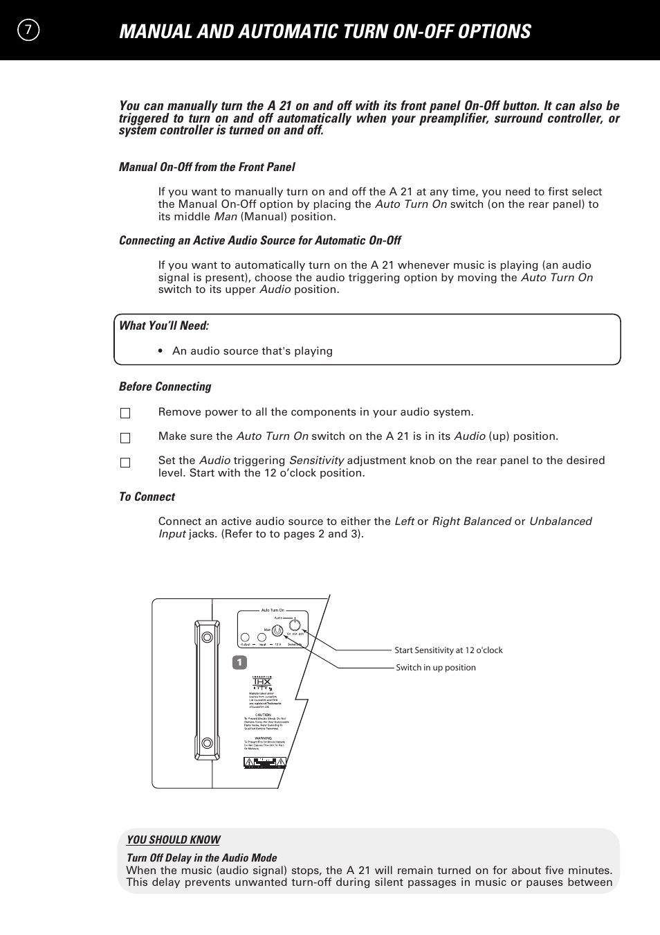 Manual and automatic turn on-off options | Parasound A 21 User Manual | Page 10 / 23