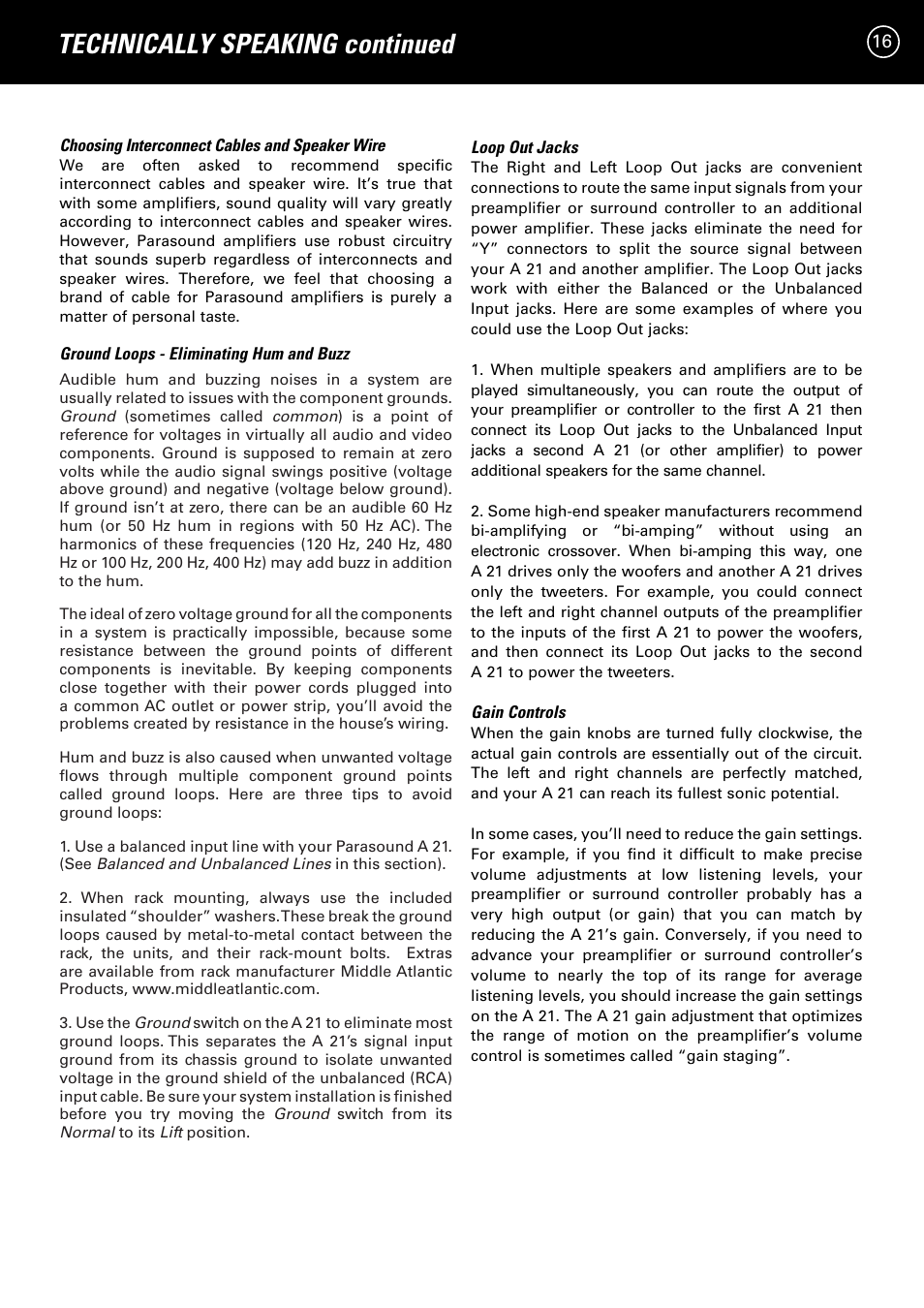 Technically speaking continued | Parasound A 21 User Manual | Page 19 / 23