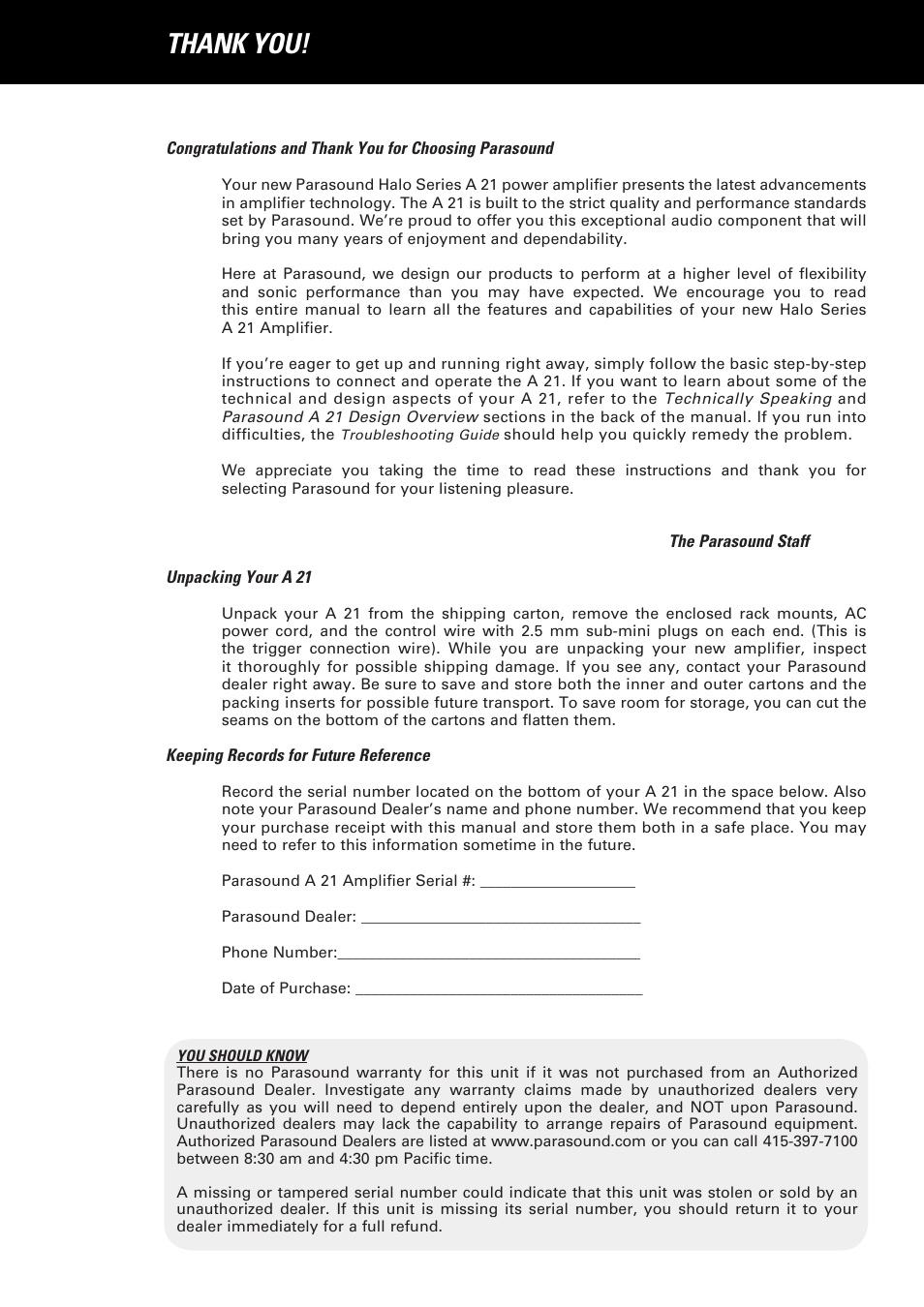 Parasound A 21 User Manual | Page 2 / 23
