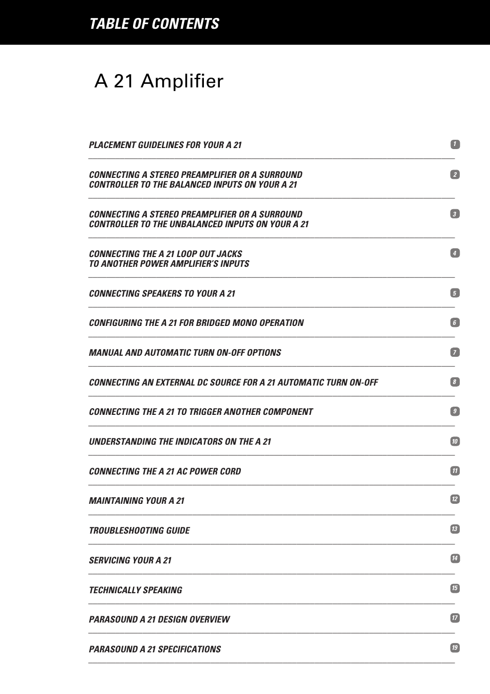 Parasound A 21 User Manual | Page 3 / 23
