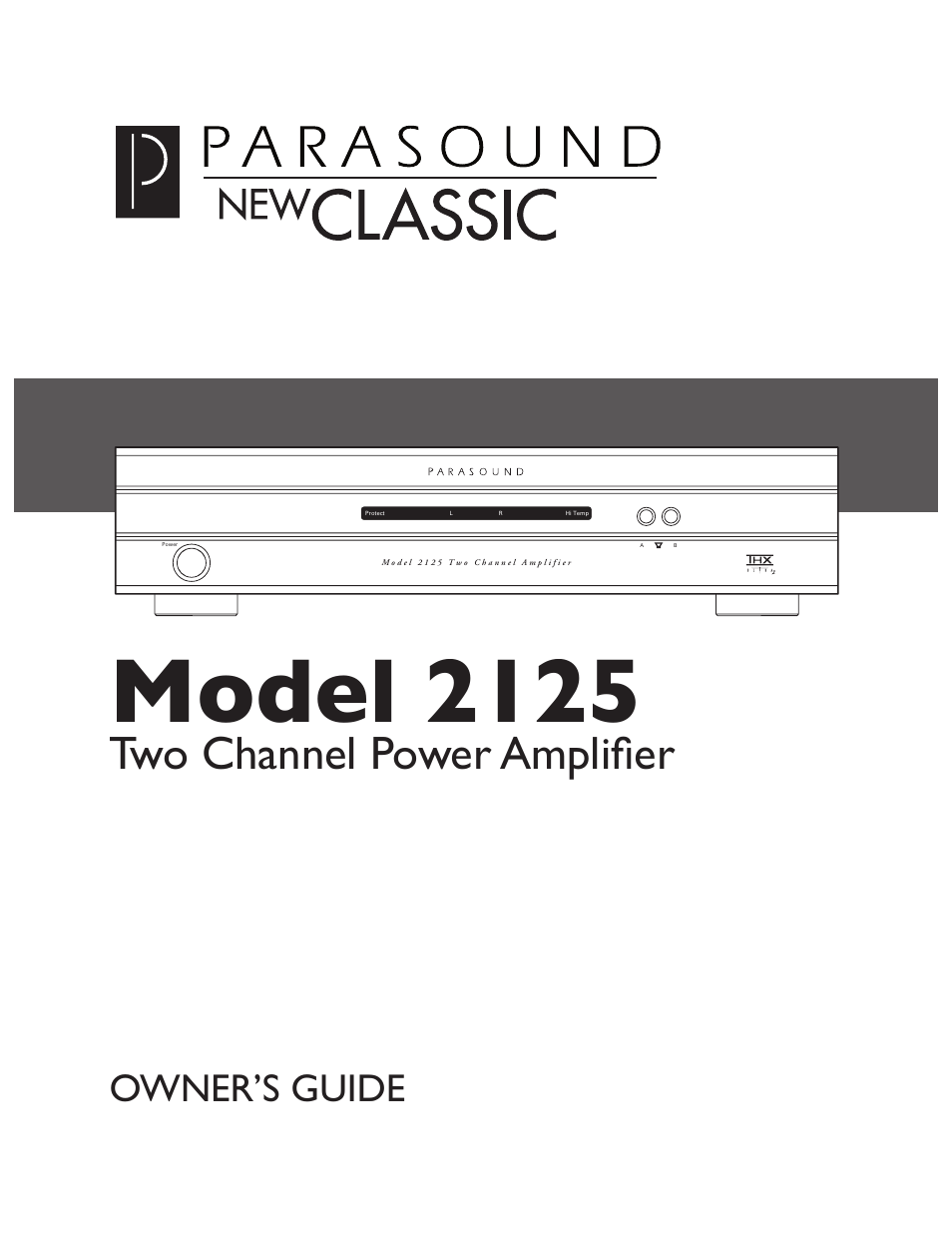 Parasound NewClassic Model 2125 User Manual | 16 pages