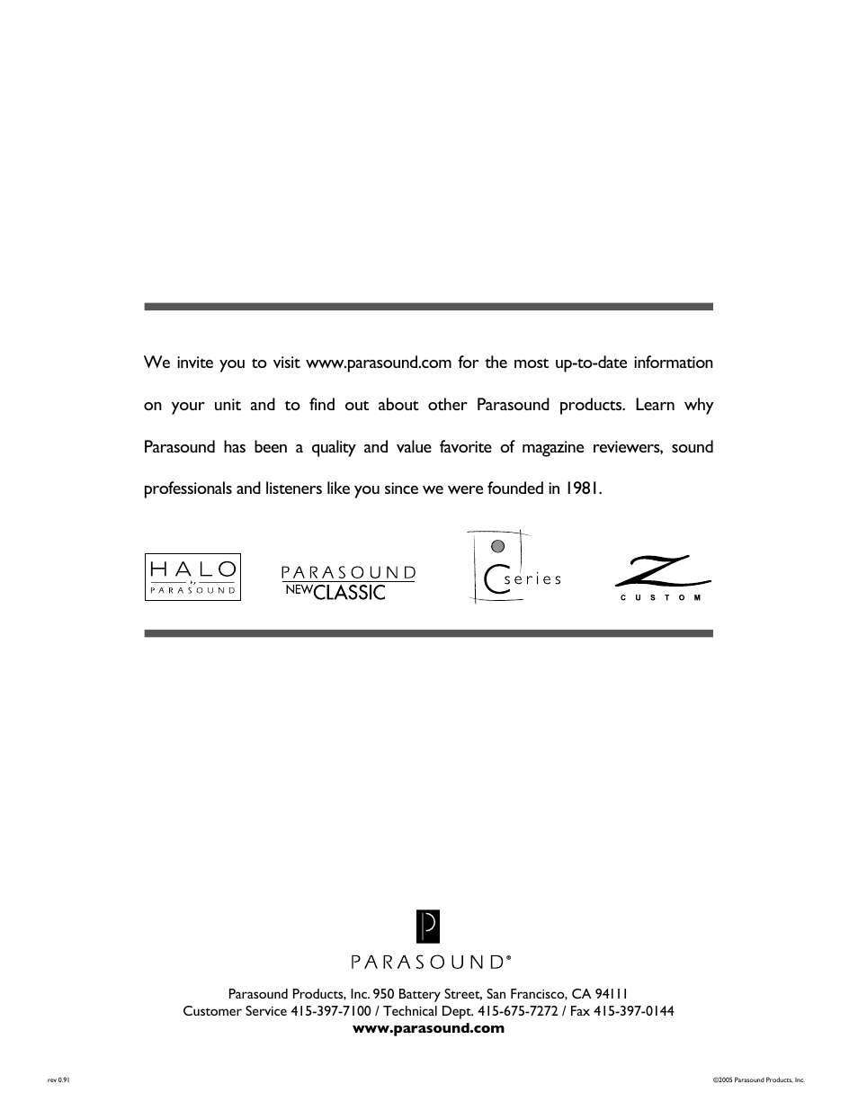 Parasound NewClassic Model 2250 User Manual | Page 16 / 16