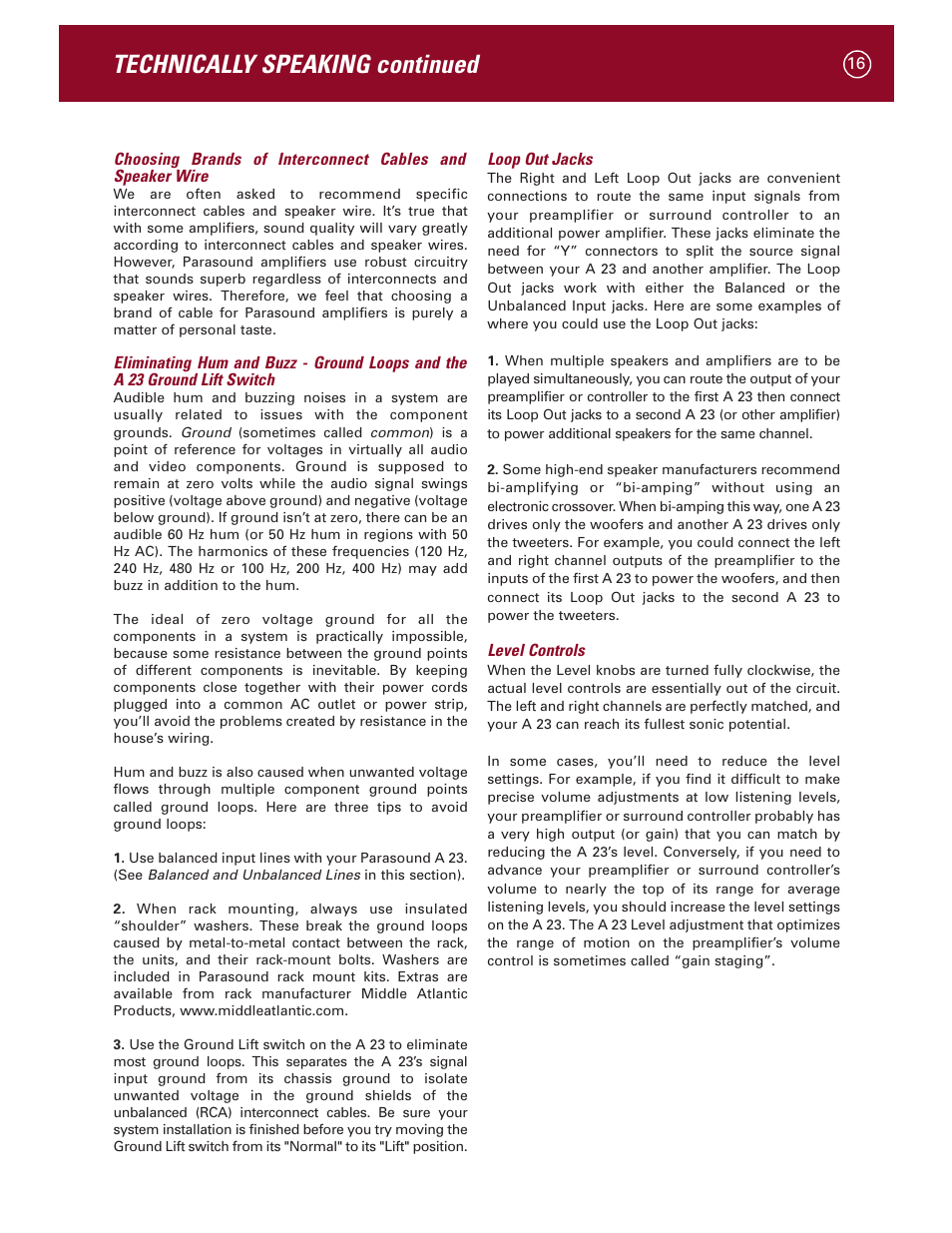 Technically speaking continued | Parasound A 23 User Manual | Page 19 / 23