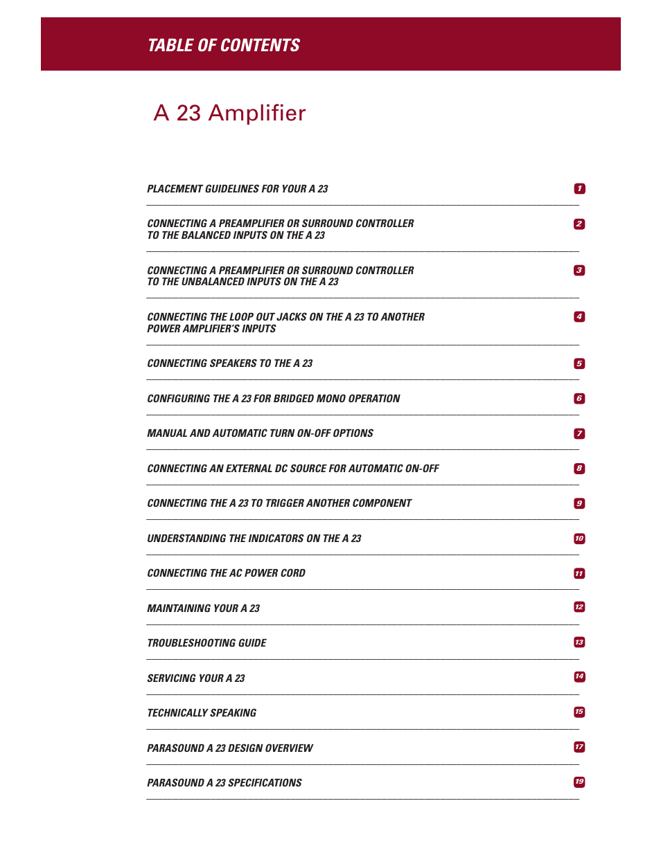 Parasound A 23 User Manual | Page 3 / 23