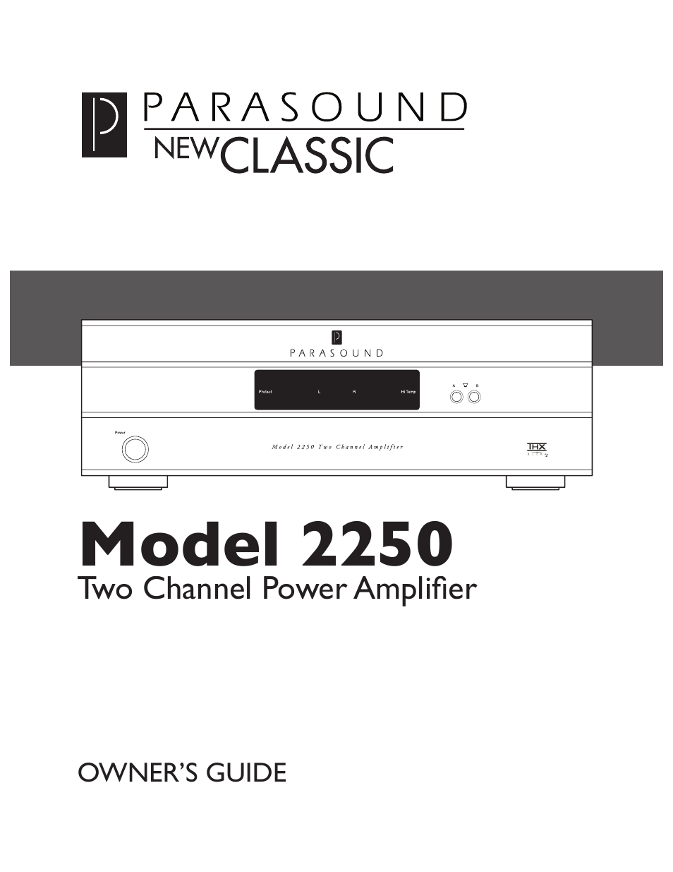 Parasound 2250 User Manual | 16 pages