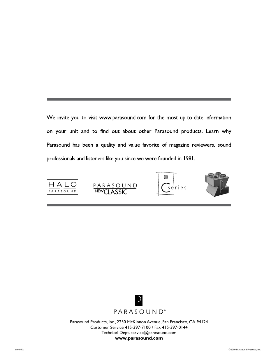 Parasound 2250 User Manual | Page 16 / 16