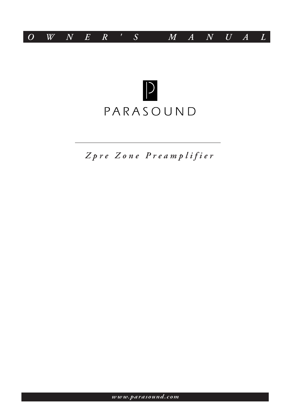 Parasound Zpre Zone User Manual | 12 pages