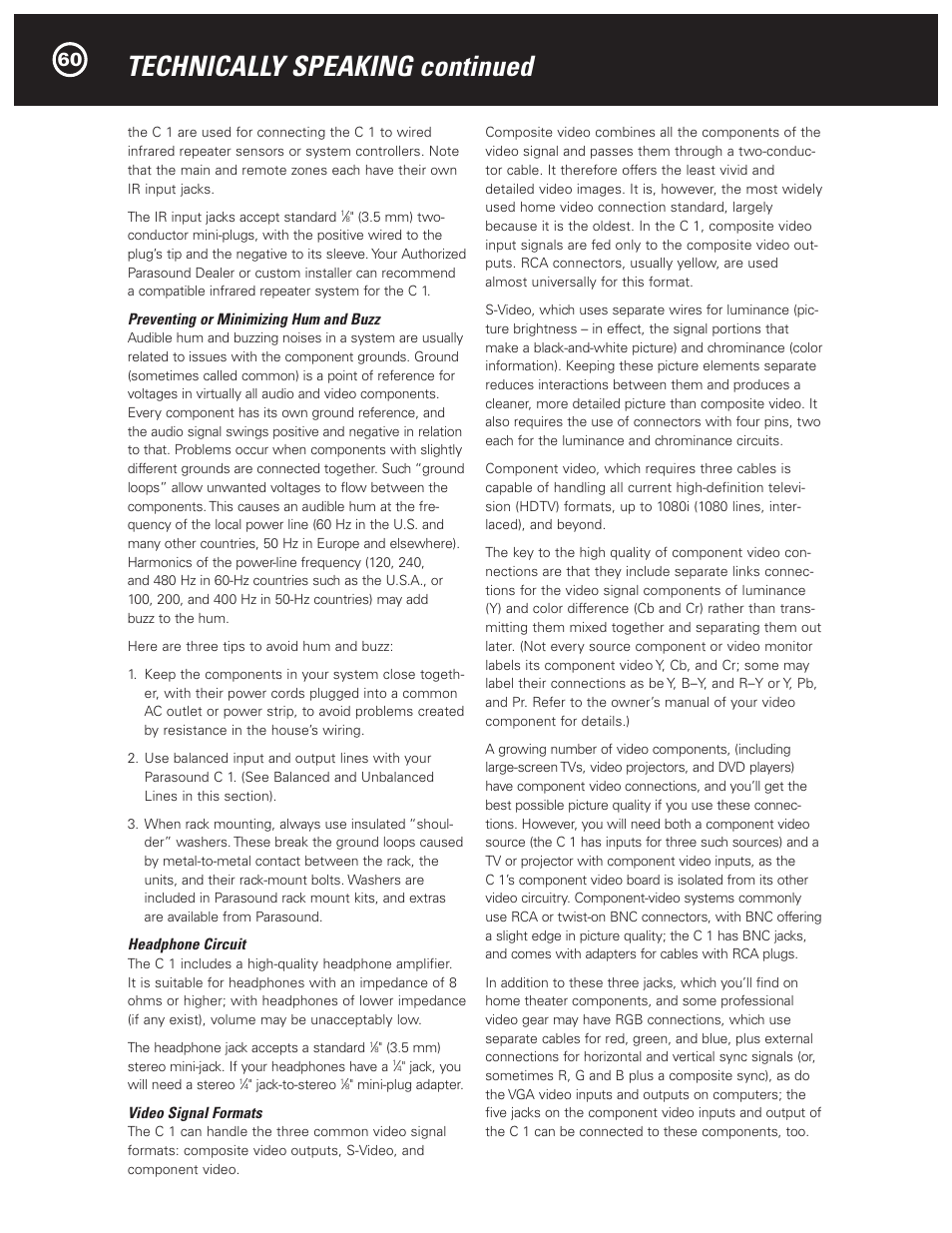 Technically speaking continued | Parasound Halo C1 Controller User Manual | Page 60 / 68