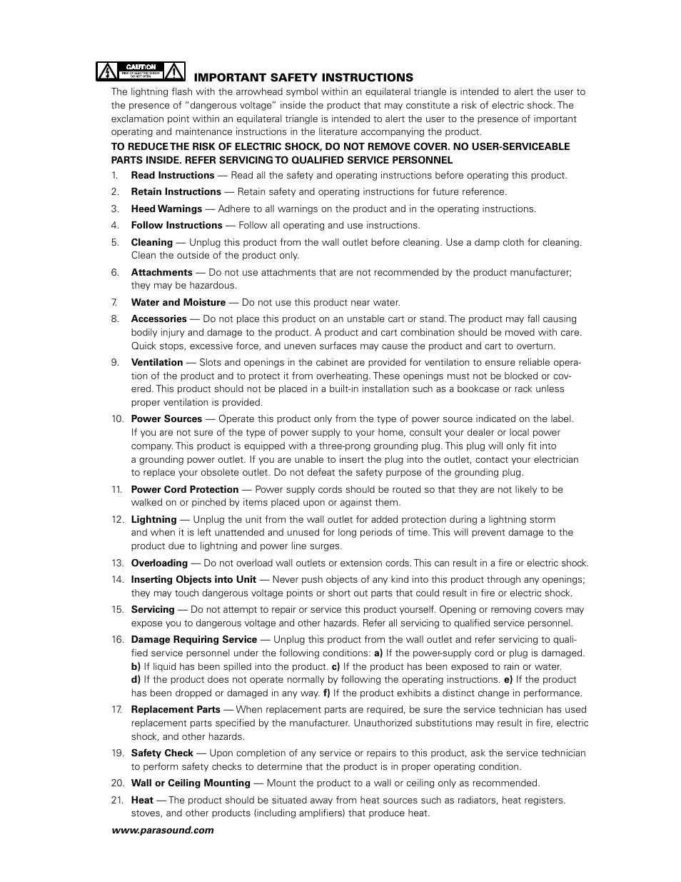 Parasound Z Series User Manual | Page 2 / 6