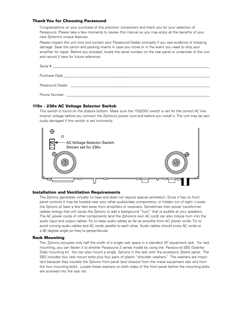 Parasound Z Series User Manual | Page 3 / 6