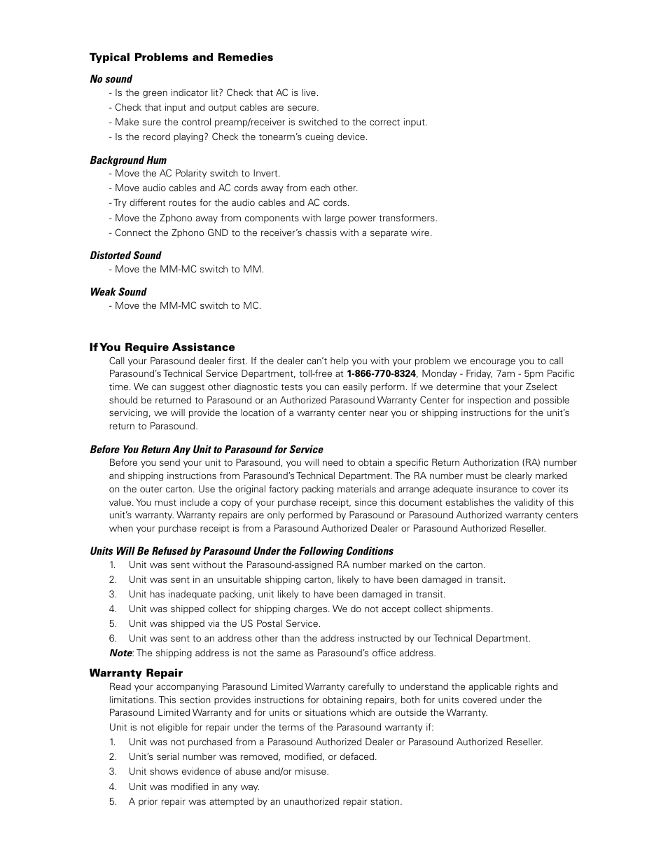 Parasound Z Series User Manual | Page 5 / 6