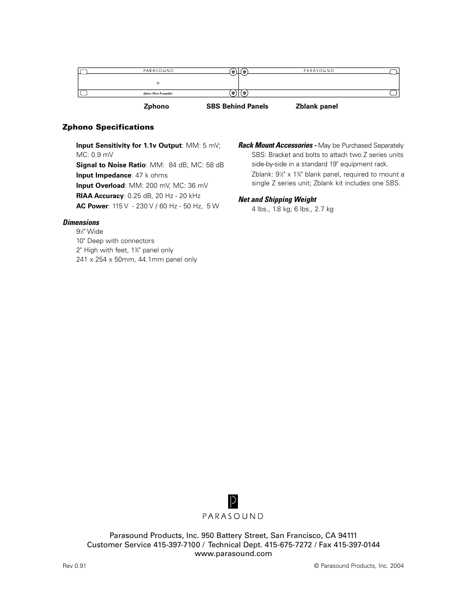 Parasound Z Series User Manual | Page 6 / 6