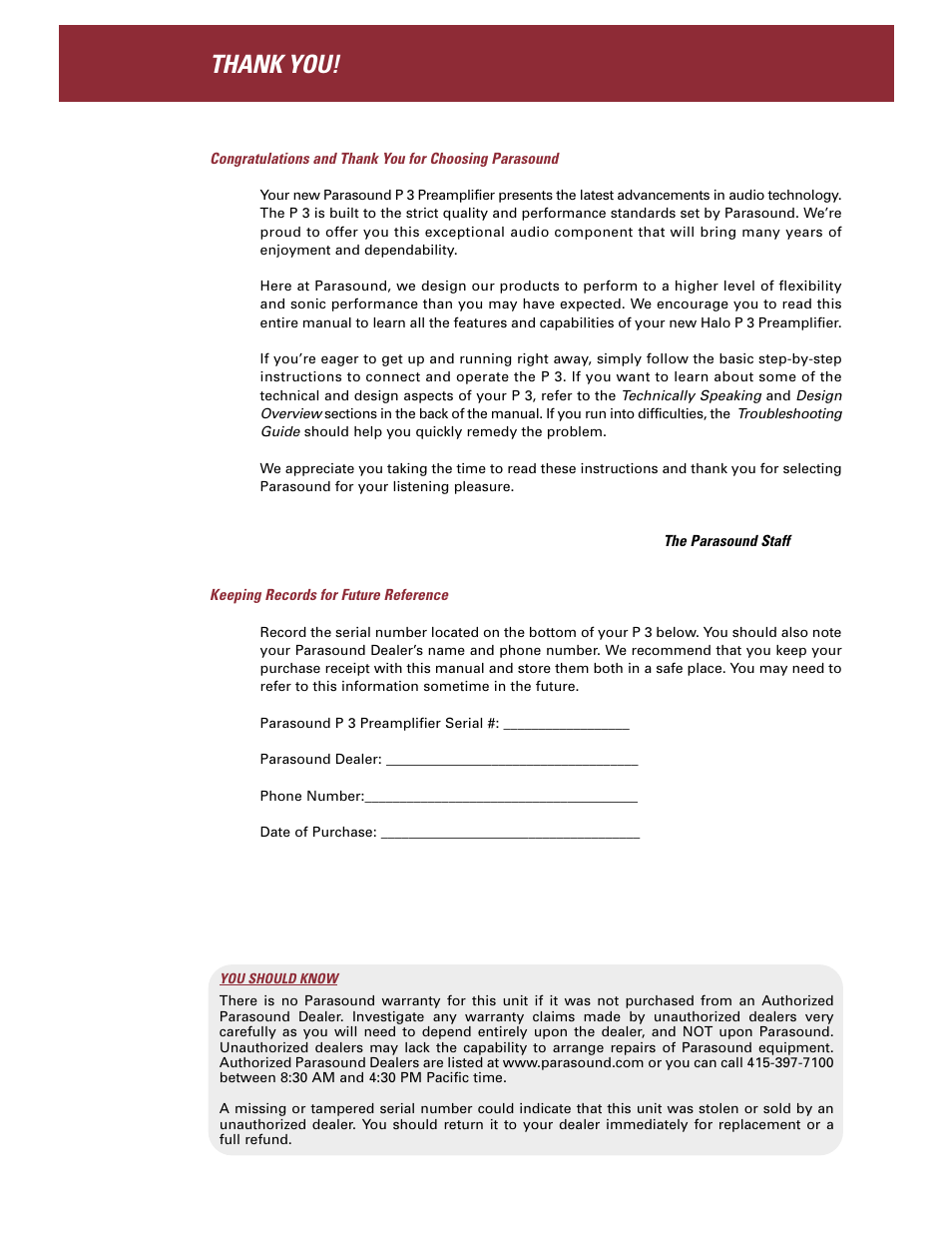 Parasound P 3 User Manual | Page 2 / 28