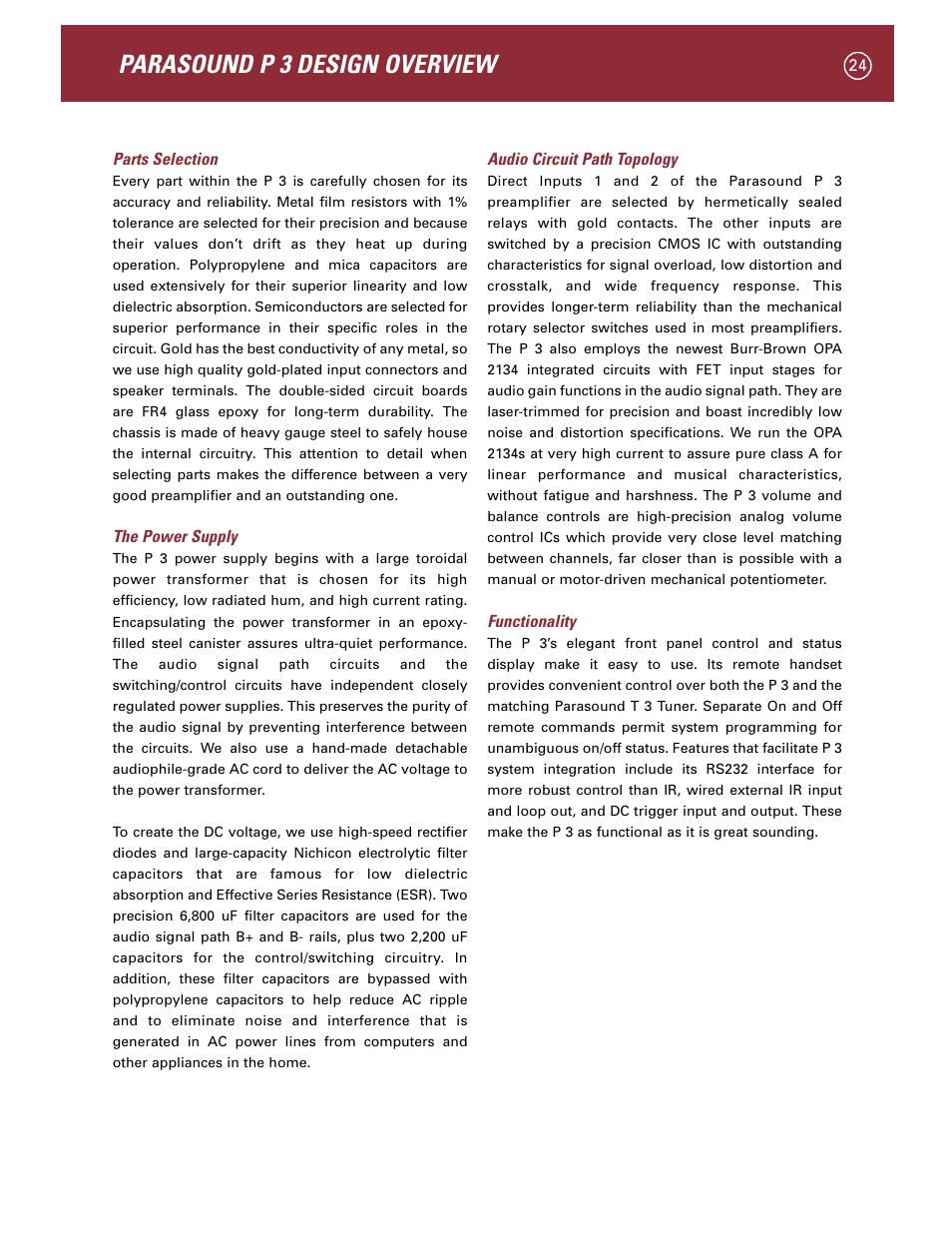 Parasound p 3 design overview | Parasound P 3 User Manual | Page 27 / 28