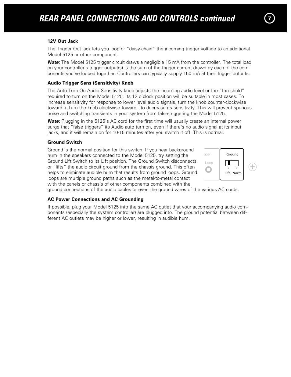 Rear panel connections and controls continued | Parasound NewClassic Model 5125 User Manual | Page 9 / 16