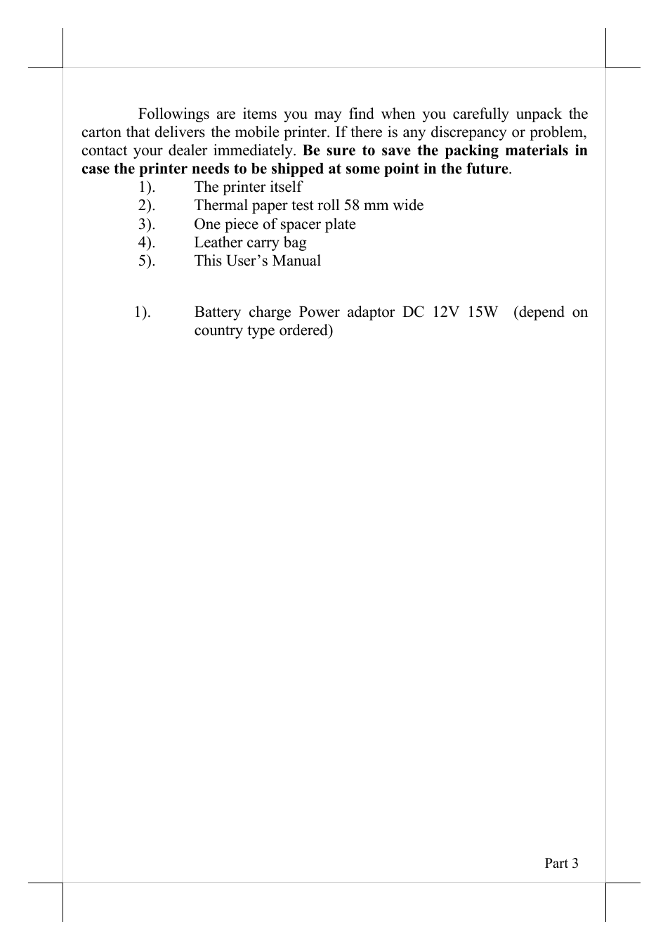 Unpacking, Options | POSIFLEX Business Machines MP-300 User Manual | Page 3 / 10